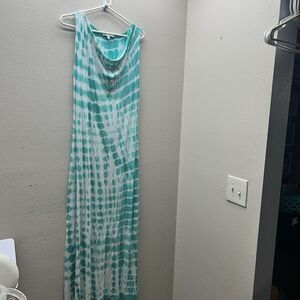 Saint Tropez West Dress Cowl Neck Tie Dye Maxi Summer Vacation‎ Tropical Beach M